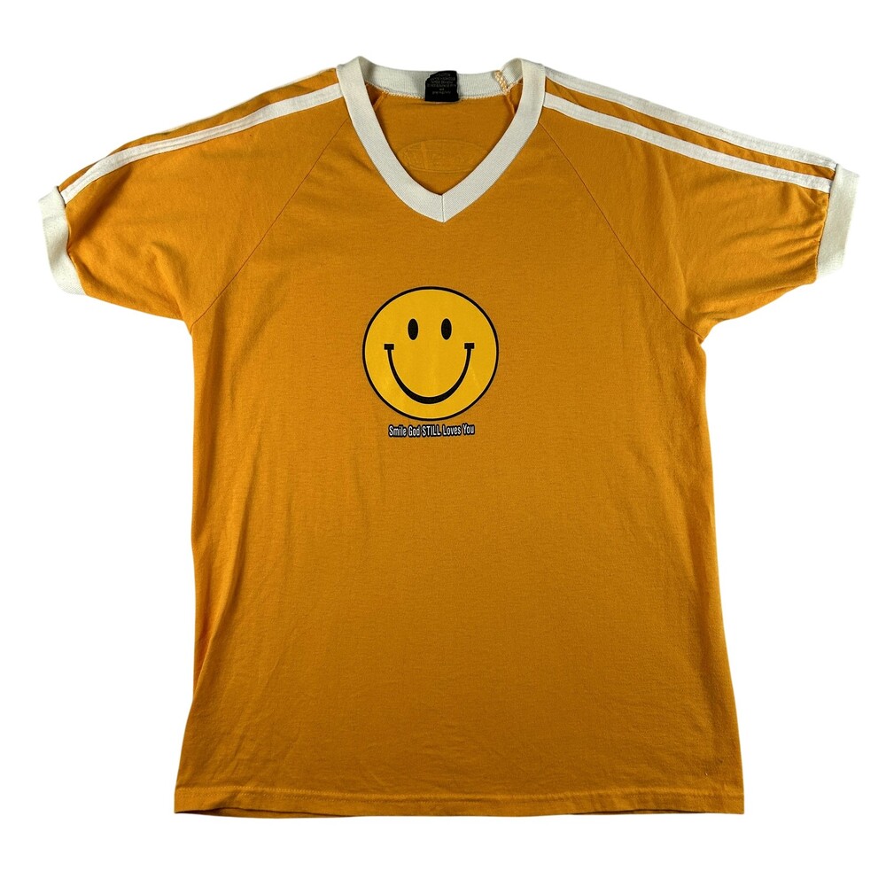 Vintage Truth Soul Armor Shirt Mens Large Smiley Face Christian Ringer 90s Y2K